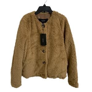 Vero Moda amanda short‎ teddy jacket brown size Medium